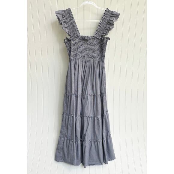 Hill House Ellie Maxi Nap Dress Blue Striped Cotton Sleeveless Smocked Small - Picture 1 of 7